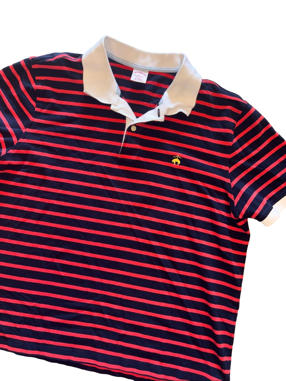 Brooks Brothers Mens Navy and coral Striped Golf Polo Shirt